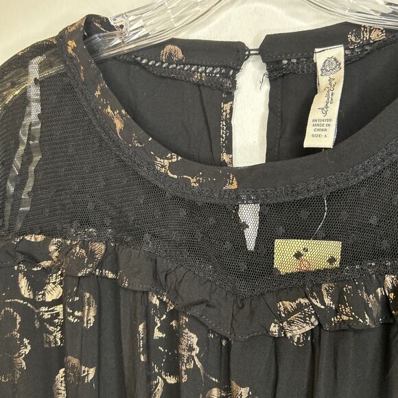 American Rag Cie Dress Junior size Large defined stretch waist black gold New - Picture 15 of 16
